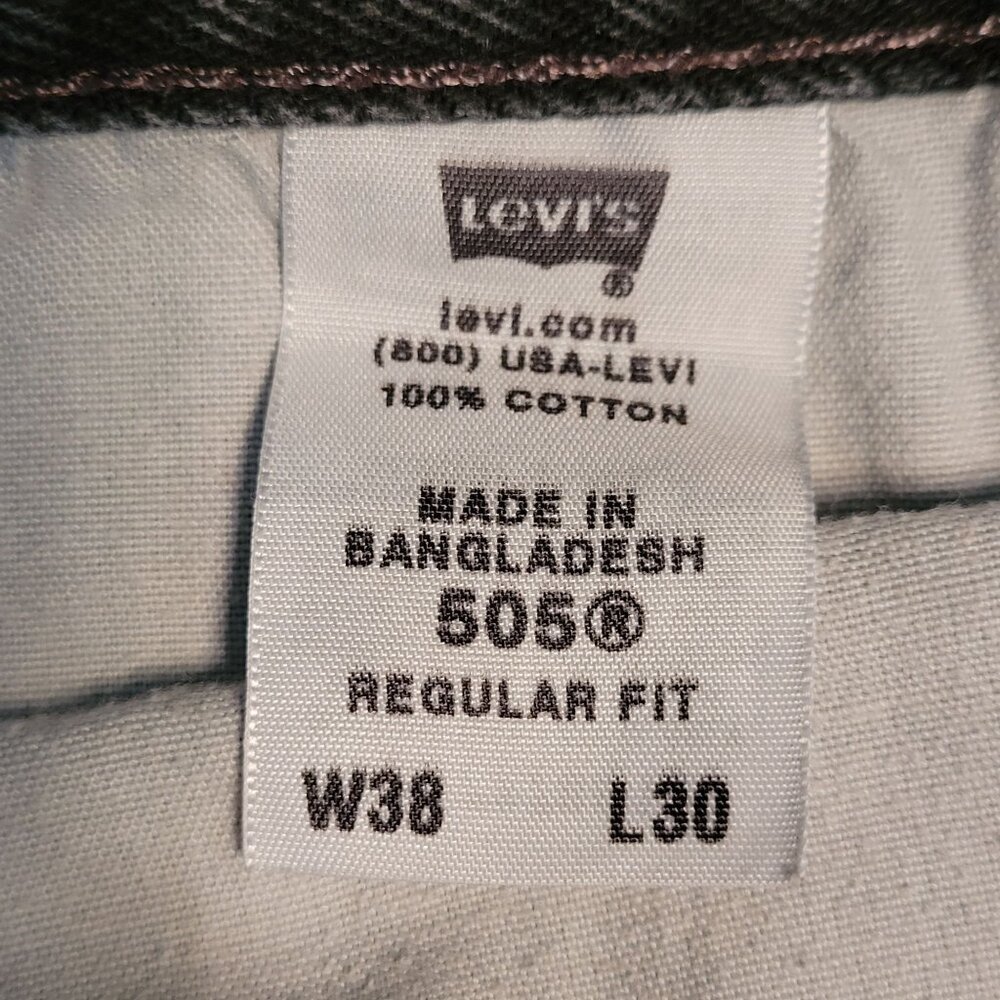 Vintage Levi's Jeans Mens 38x30 Black 505 Regular Fit Y2K Cotton Denim Western - Picture 6 of 12